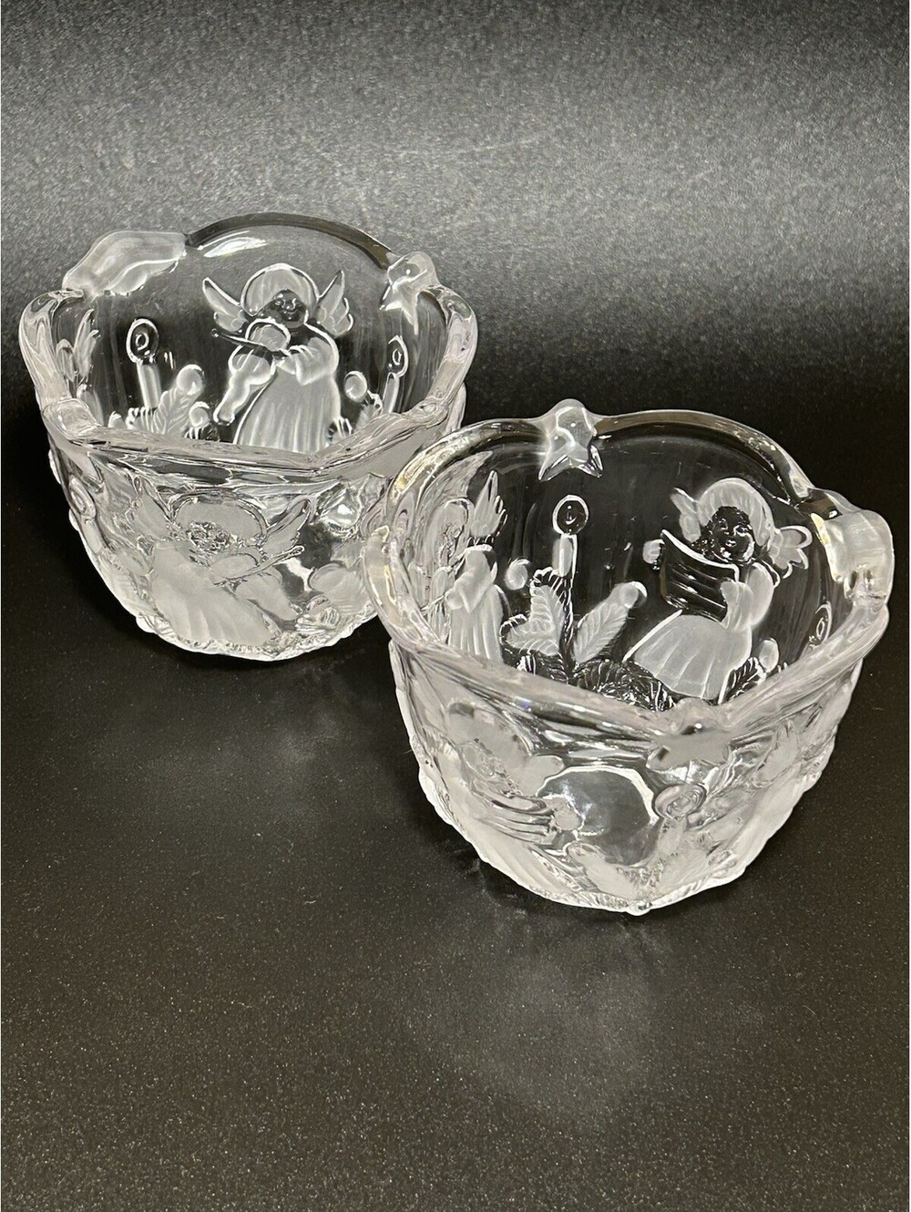 Vintage Pair Of Mikasa Christmas Candle Holder Holiday Lights Angel Crystal 90’s